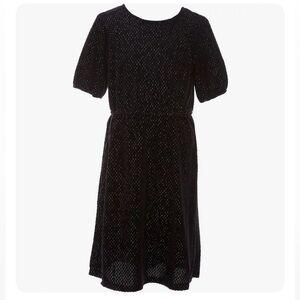 Chelsea & Violet Girls Puff Sleeve Velvet Lurex Dress, Black NWT